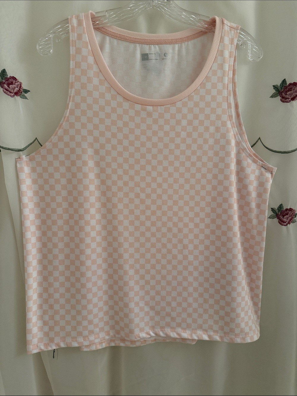 Xersion Pink and White Checkered Tank Top